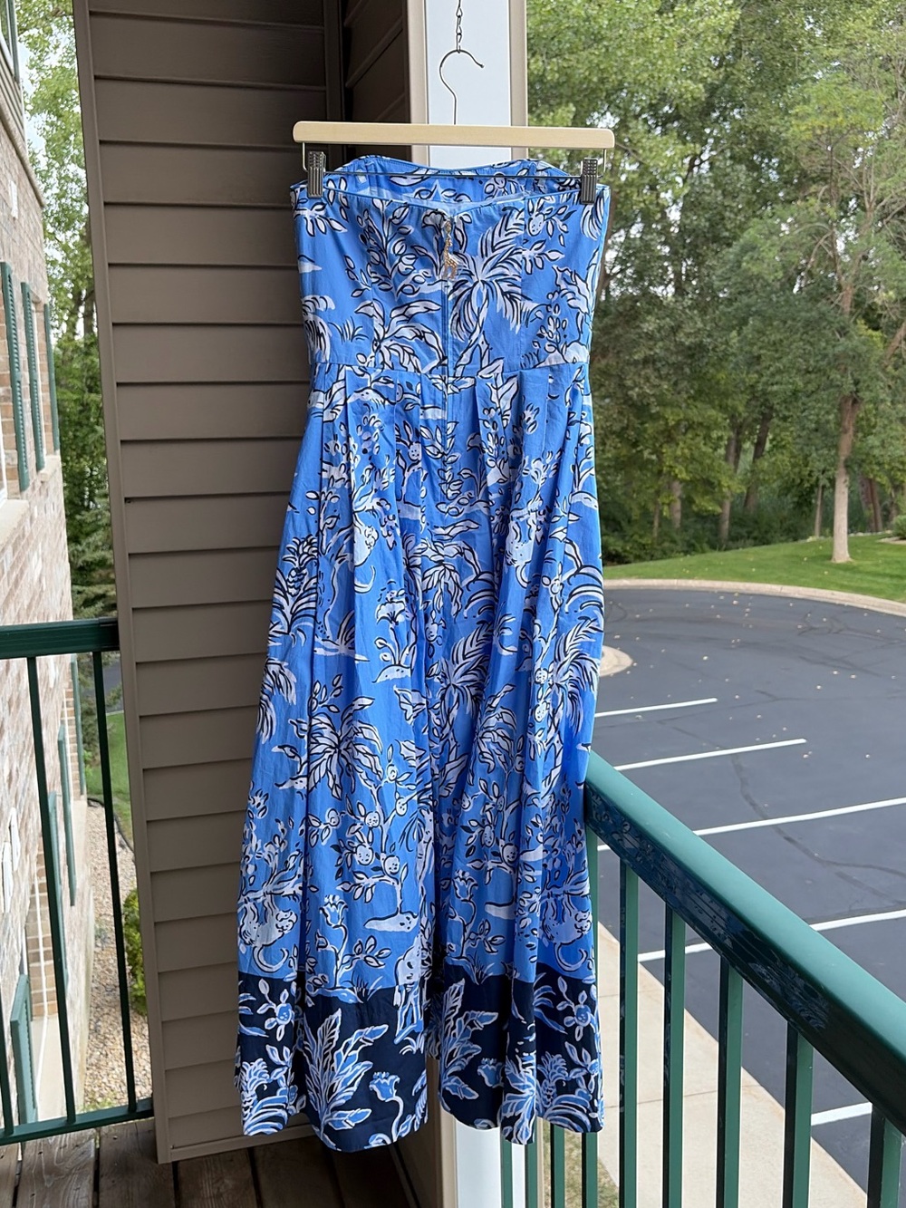 🆕 🌿🦋Lilly Pulitzer Kenni Midi Dress Size 0 Sunwashed Blue Tall Tales Strapless - Picture 5 of 17